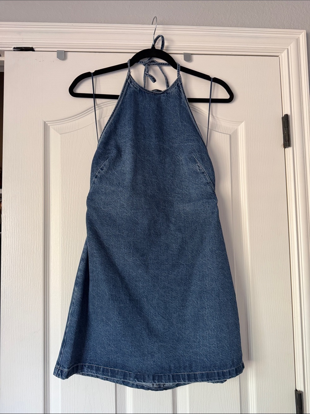 Zara Denim Halter Mini Dress - Blue
